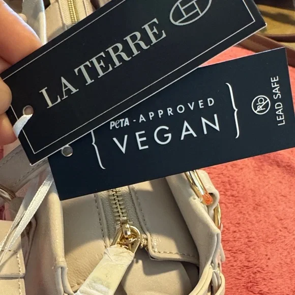 Cream Shoulder Bag with Lace-Up Side Detail - Picture 13 of 13